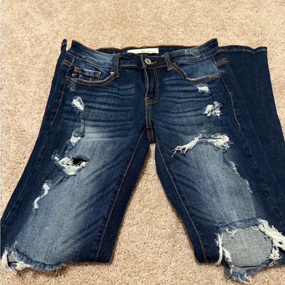 KanCan Dark Blue Distressed Skinny Jeans - Size 26